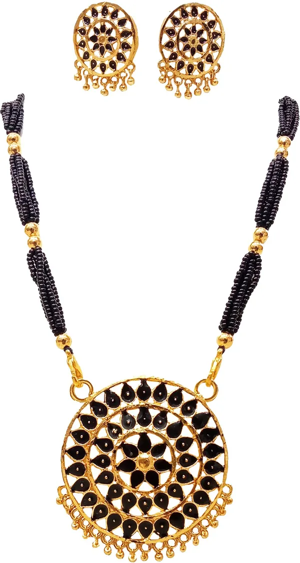 Assamese_Traditional_Gold_Plated_Black_Colour_Japi_Tassel_Set_For_Women_&_Girl